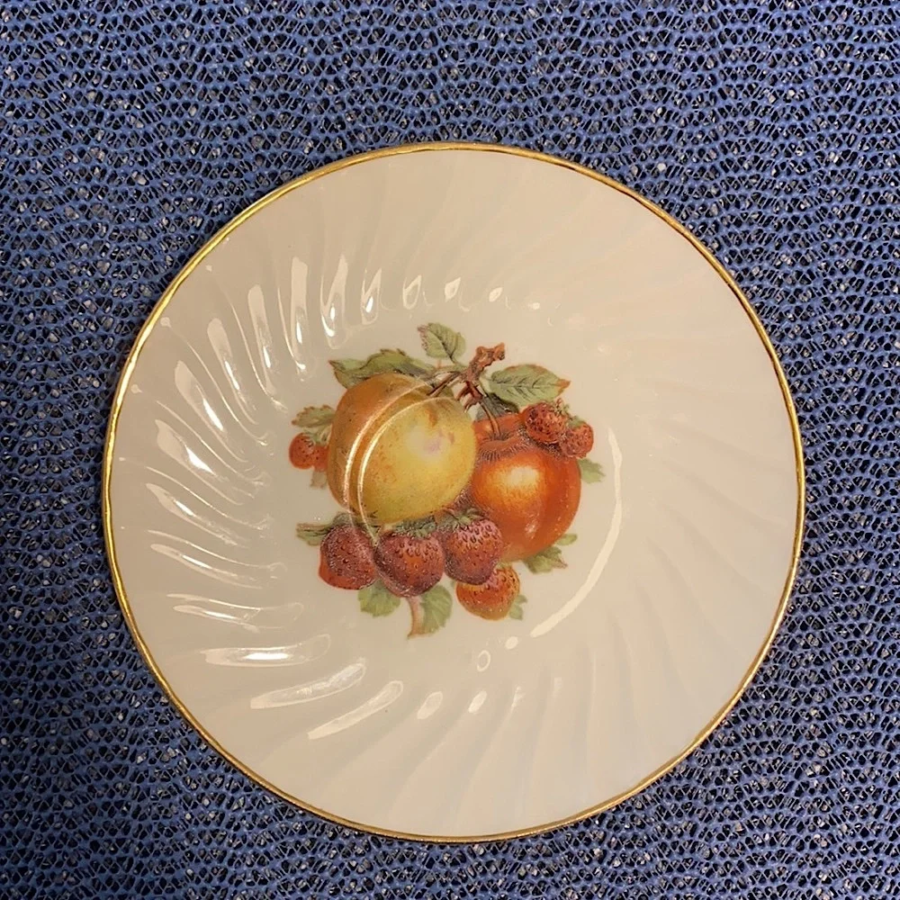 Burleigh Ware Fruit Decorated Cup Saucer Ironstone